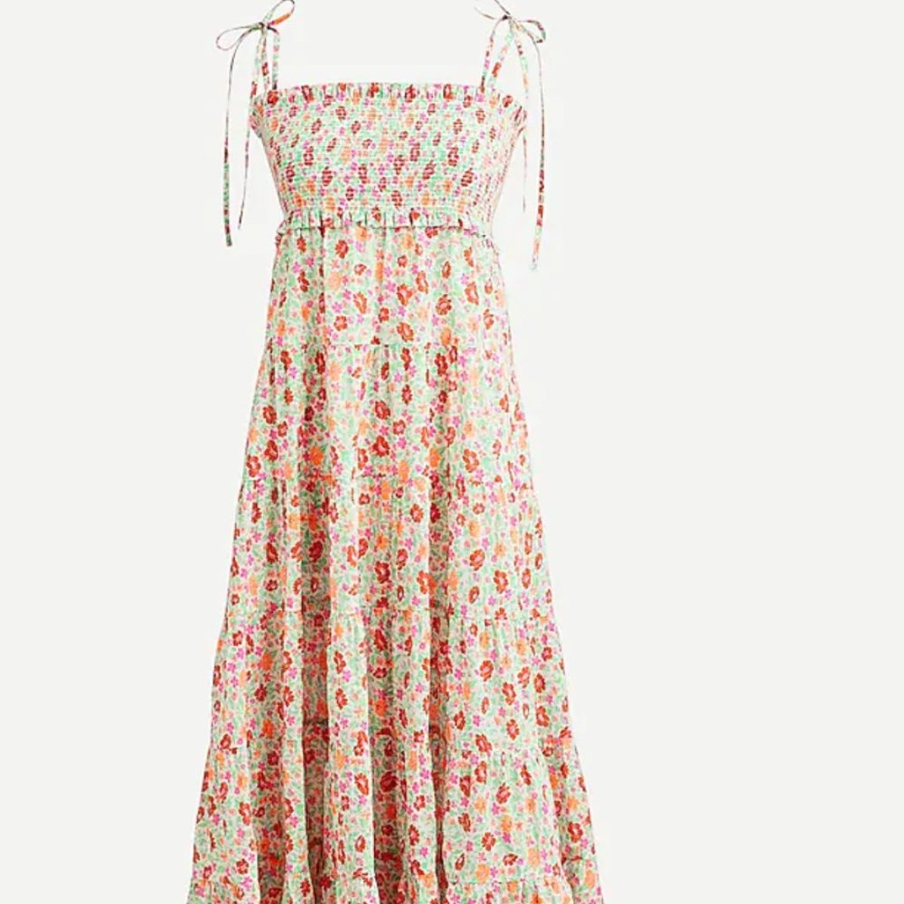 J CREW Cotton voile smocked dress in storybook floral